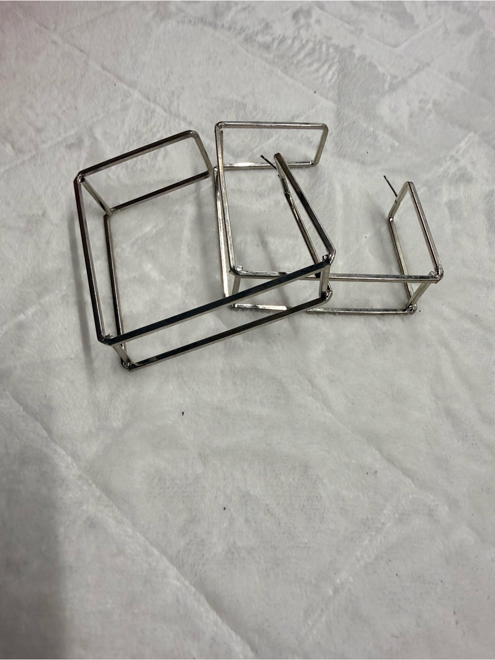 Silver Rectangular Open Hoop Earrings - Modern Women's Jewelry